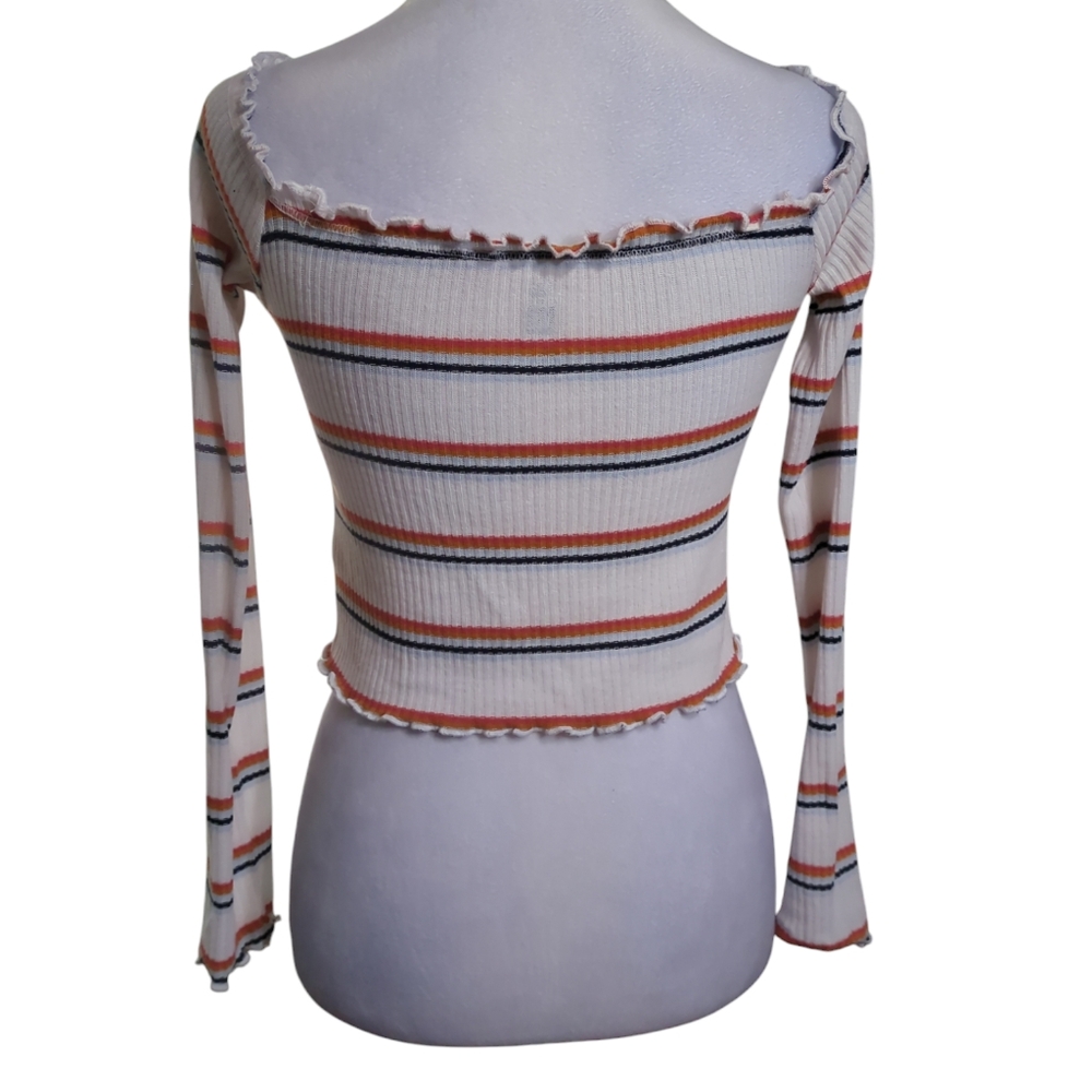 Me to We Striped Off-Shoulder Ribbed Top size s